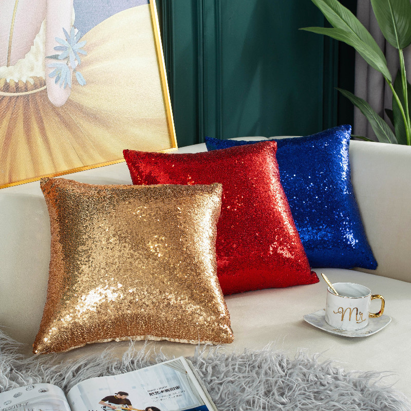 Quality Home Textiles - 스팽글 단색 그라데이션 베개 커버 새해