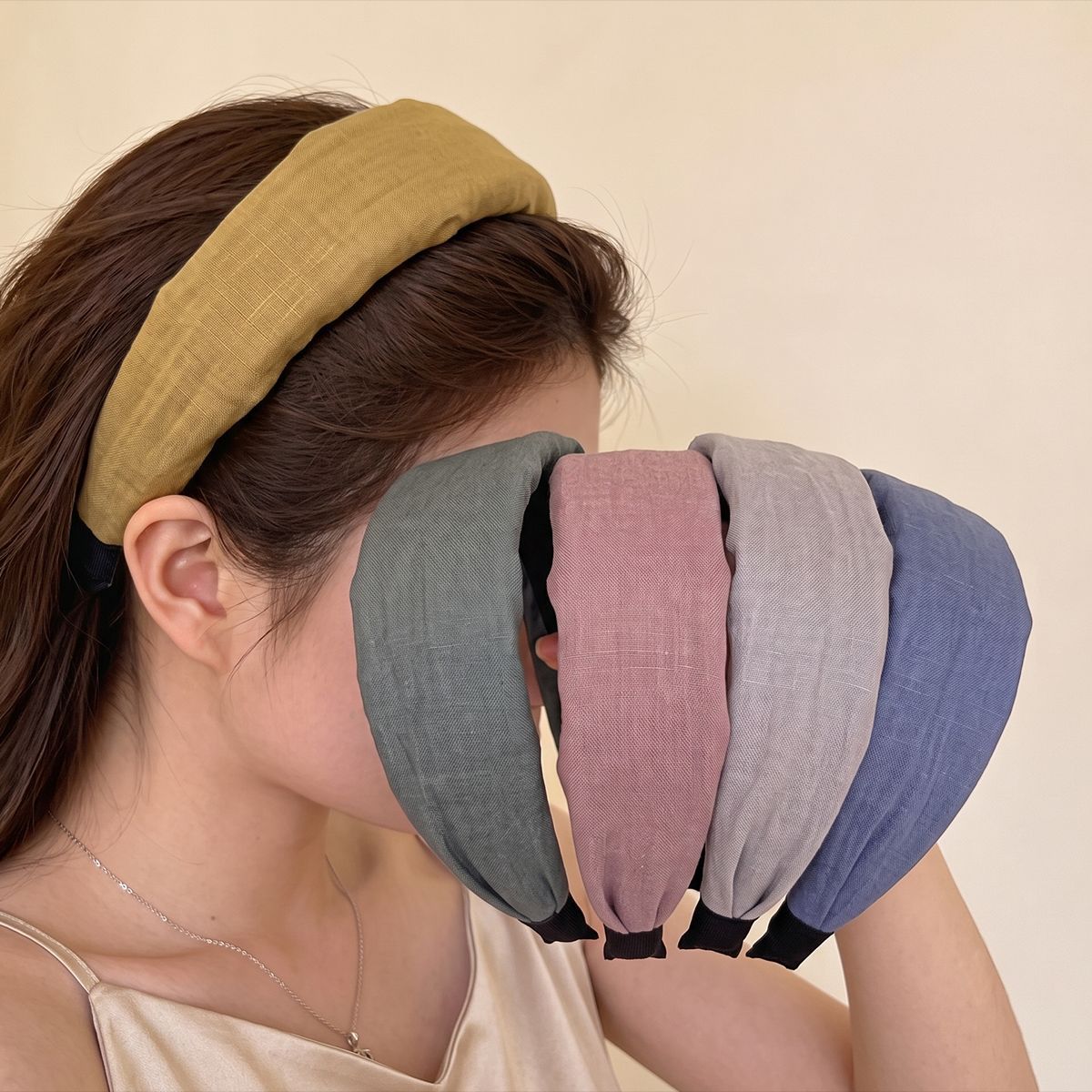 Home Textiles Store - 무광택 린넨-코튼 혼방 소프트 와이드 브림