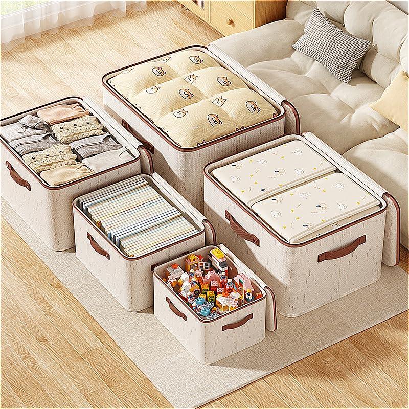 면 린넨 접이식 옷 보관함, 지퍼 뚜껑 포함, 휴대용  - Home Textiles Store 리뷰 및 가격