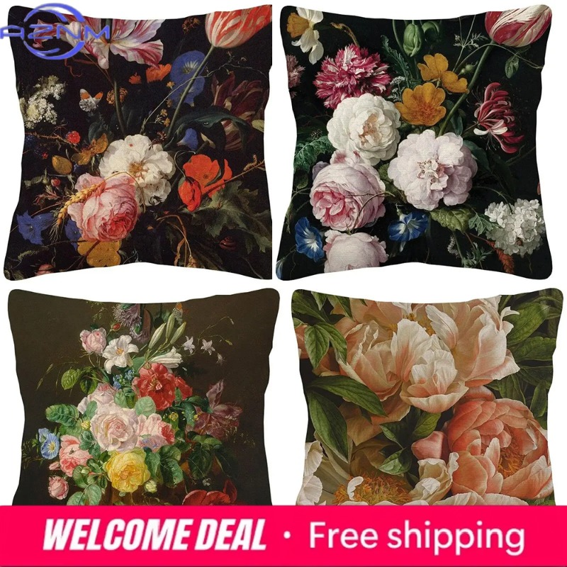 유화 꽃 홈 데코 베개 커버 거실 시트 쿠션 커버 홈  - Quality Home Textiles 리뷰 및 가격
