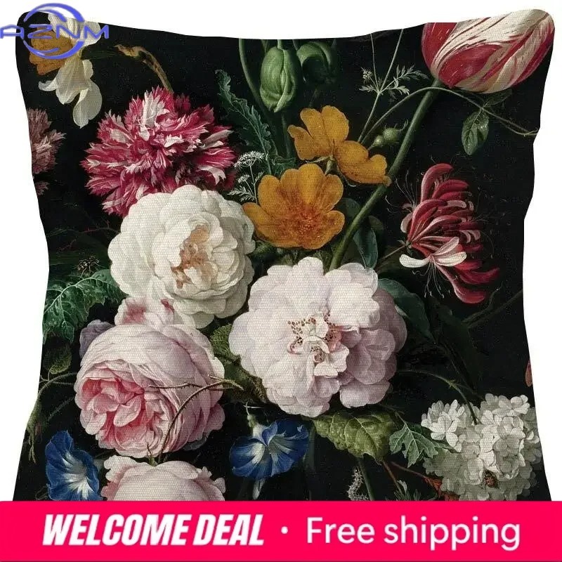 유화 꽃 홈 데코 베개 커버 거실 시트 쿠션 커버 홈  - Quality Home Textiles 리뷰 및 가격