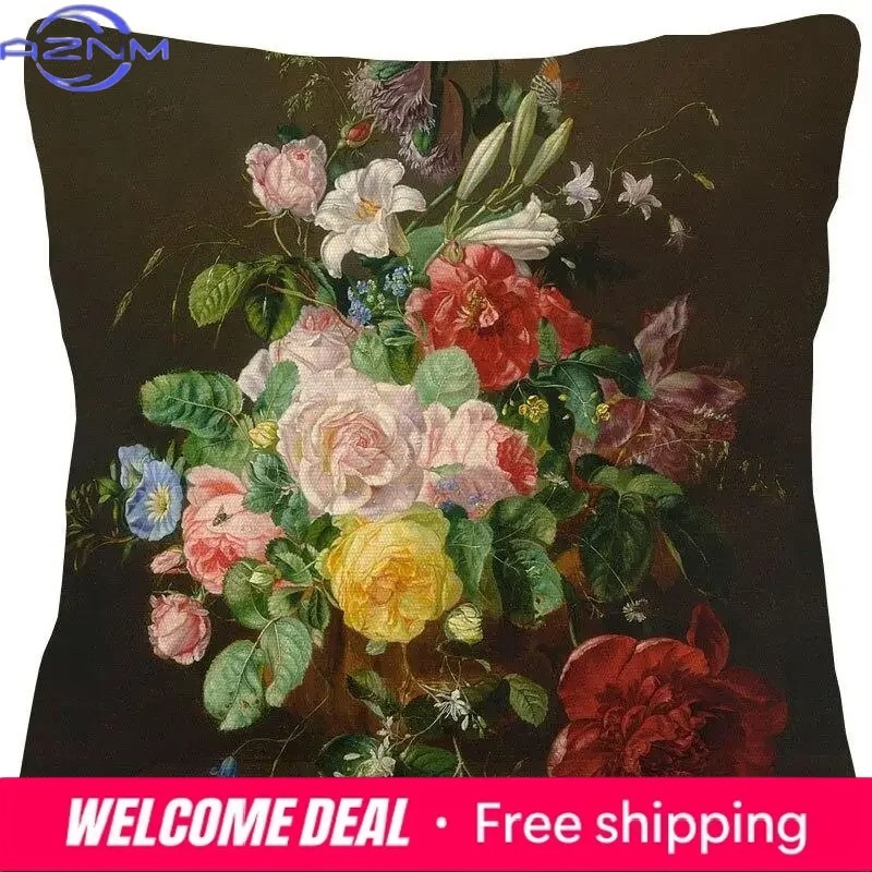 유화 꽃 홈 데코 베개 커버 거실 시트 쿠션 커버 홈  - Quality Home Textiles 리뷰 및 가격