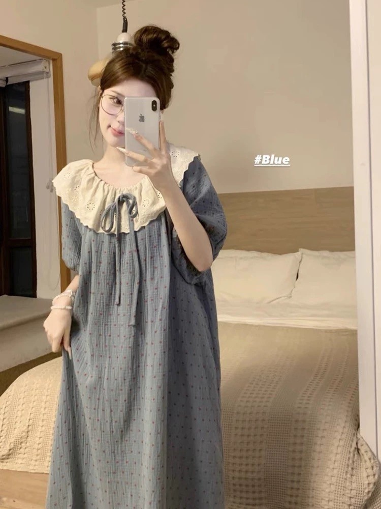 여름 플러스 사이즈 잠옷 레이스 트림 루즈핏 반팔 캐주 - Home Textiles Store 리뷰 및 가격