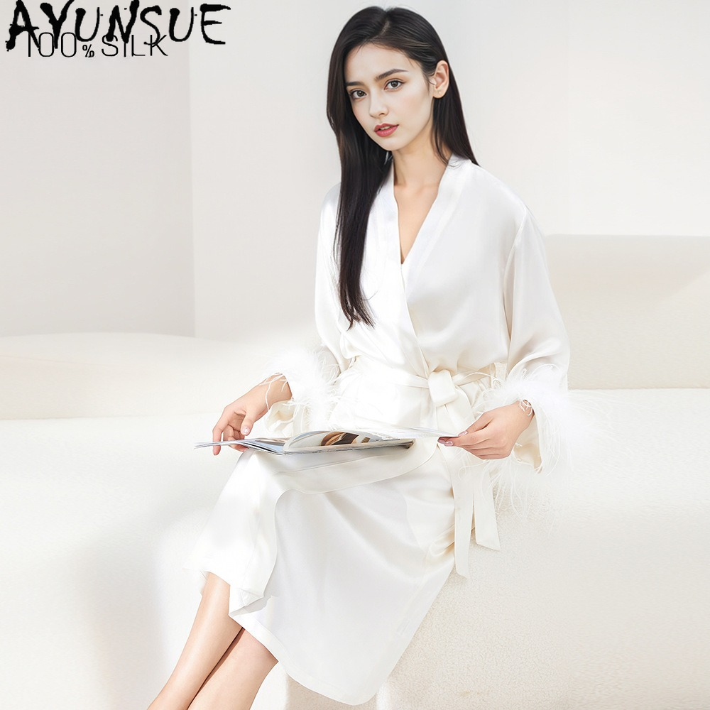 AYUNSUE 100% 리얼 멀버리 실크 로브 여성 나 - Home Textiles Store 리뷰 및 가격