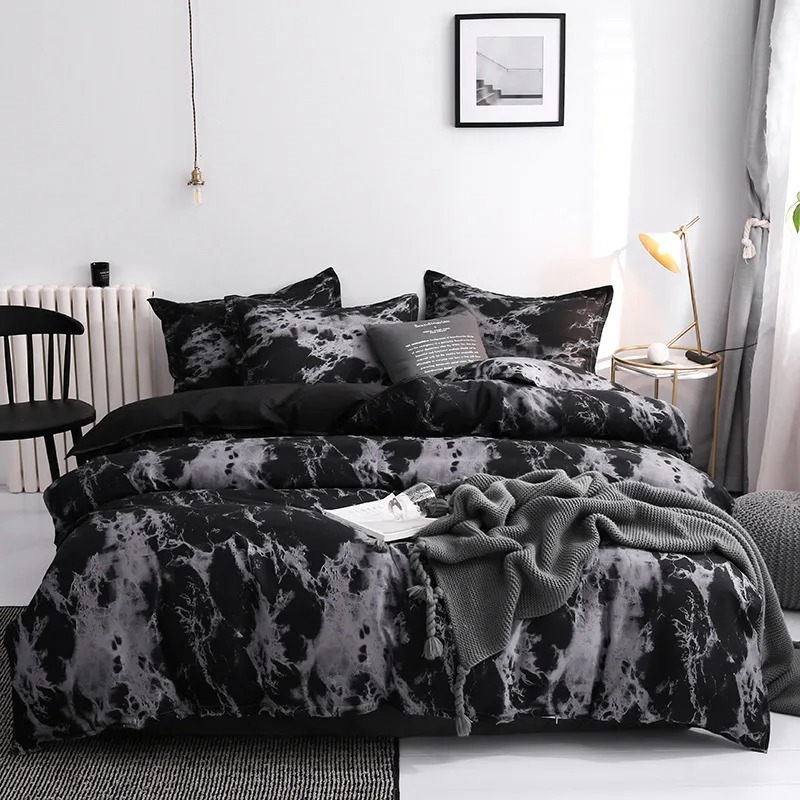 럭셔리 블랙 침구 이불 세트, 베개 케이스 포함, 싱글 - Home Textiles Store 리뷰 및 가격
